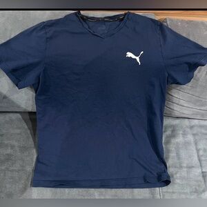 Puma Men's Navy Short Sleeve V-Neck Tee